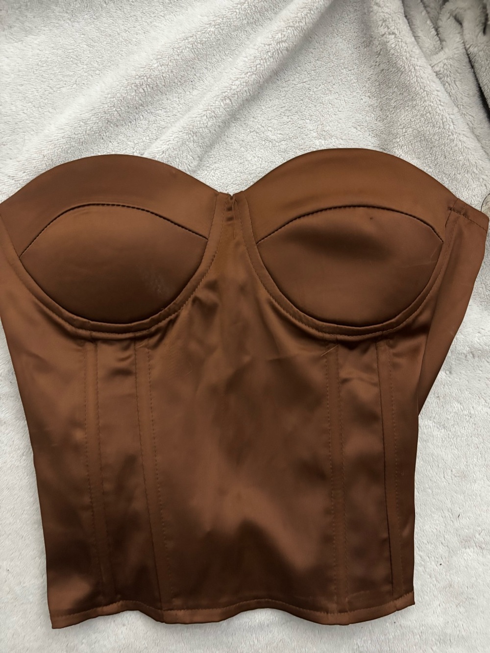 AKIRA Brown Satin Bustier with Elastic Trim